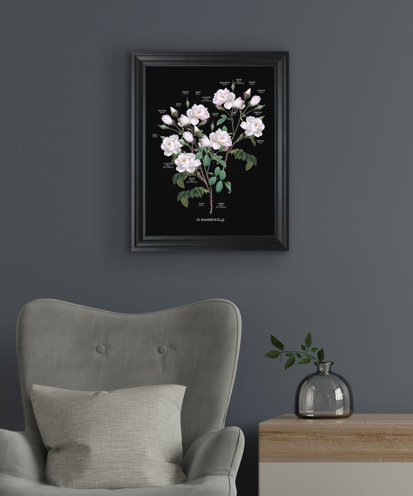 Vintage White Rose Family Botanic Family Tree Lifestyle image