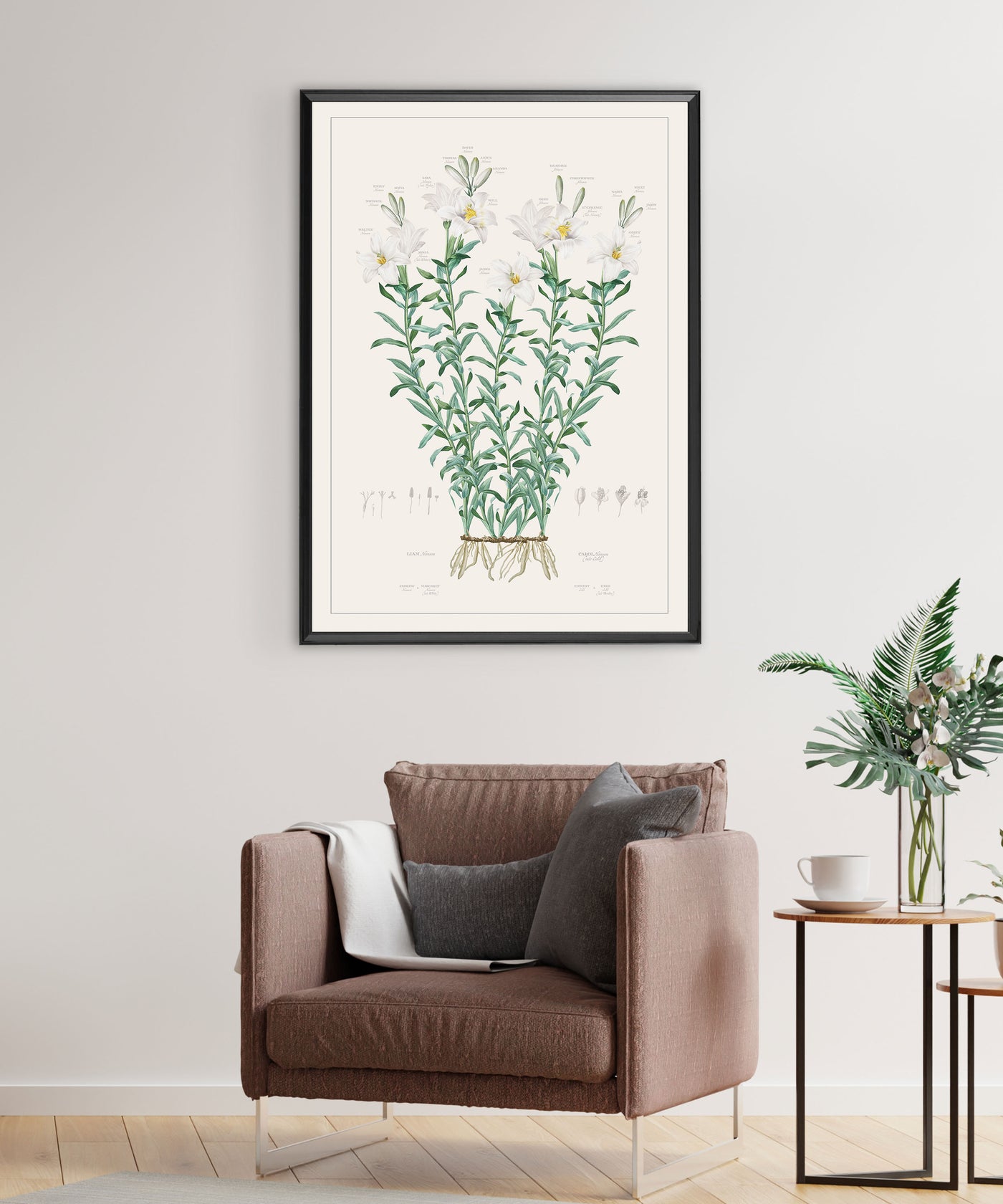 Large Lily Family Botanic on White Background Lifestyle image 20 x28 size